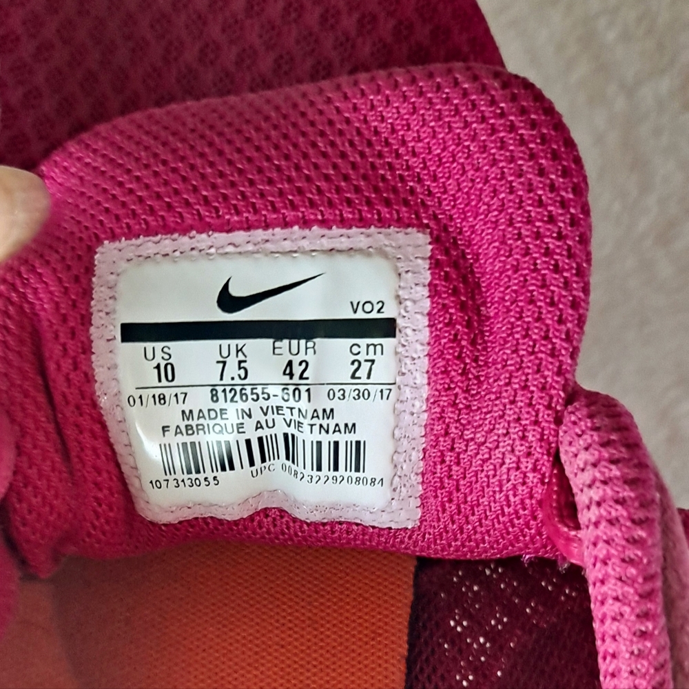 Nike Lace Up Running Shoes Fuscia/White Sz 10 - Picture 9 of 9